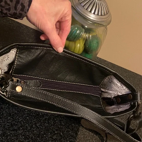 Myra Bag Black and Tan Antiquated Leather & Hairon Snake Print Bag - Picture 3 of 15